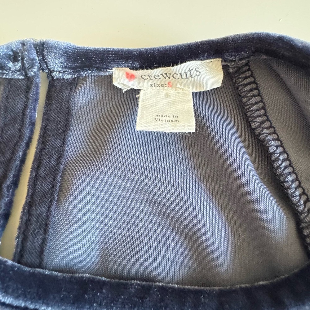 Crewcuts Velvet Tiered Party Dress Kids Size S Long Sleeve Ruffle Slate Blue - Picture 8 of 12